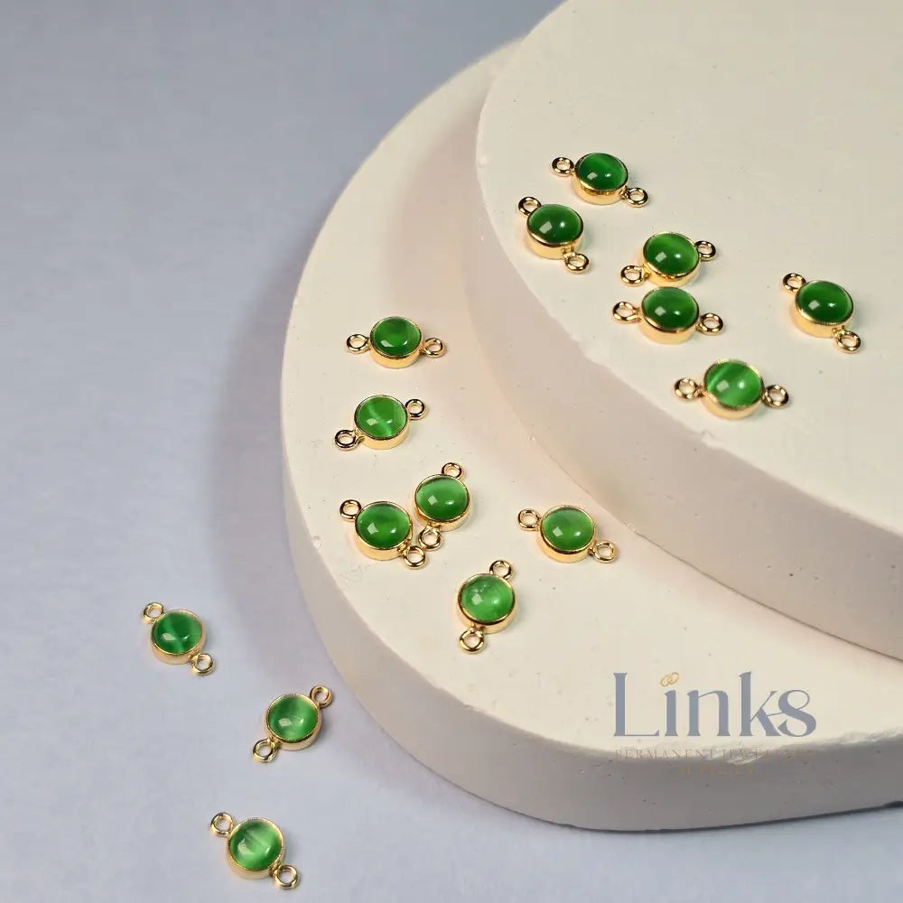 4Mm Green Cat’s Eye Connector Charm