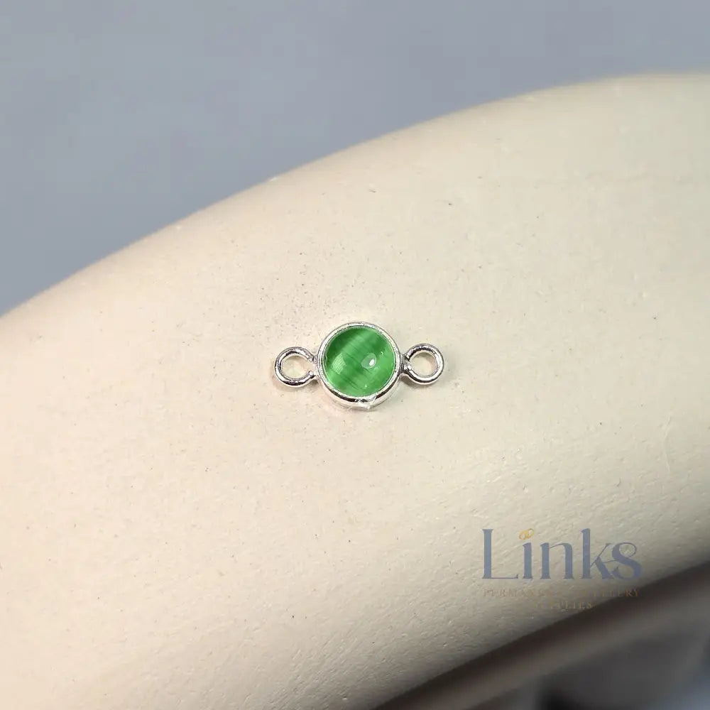 4Mm Green Cat’s Eye Connector Charm