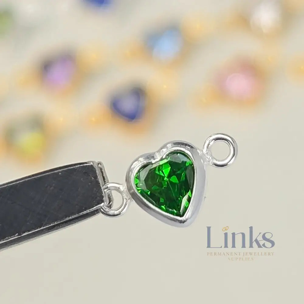 4mm Heart Birthstone Connector Charm