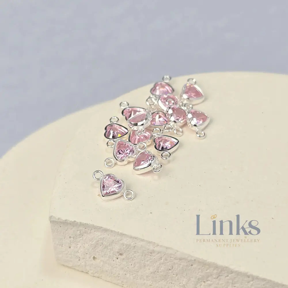 4mm Heart Birthstone Connector Charm