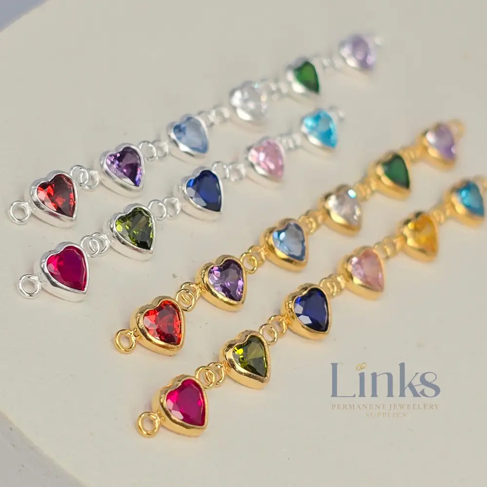 4mm Heart Birthstone Connector Charm