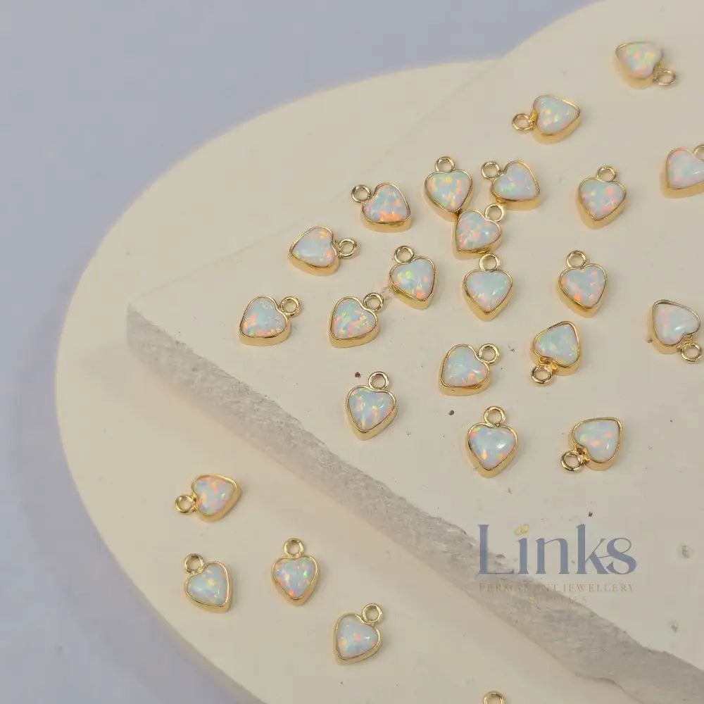 4mm Opal Heart Charm