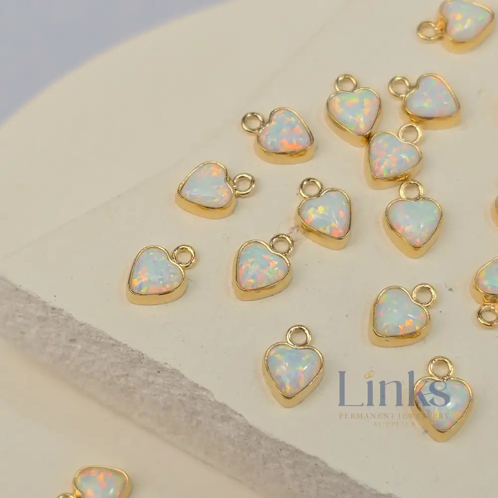 4mm Opal Heart Charm