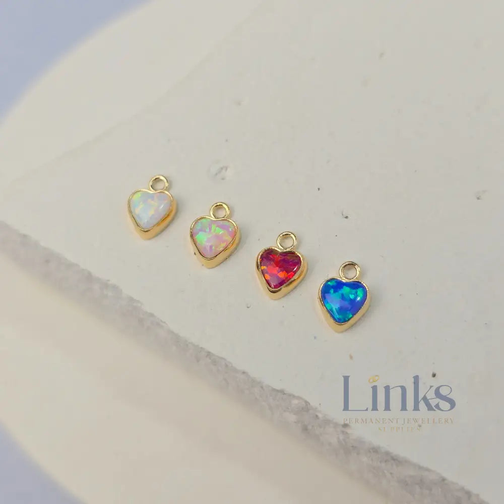 4mm Opal Heart Charm