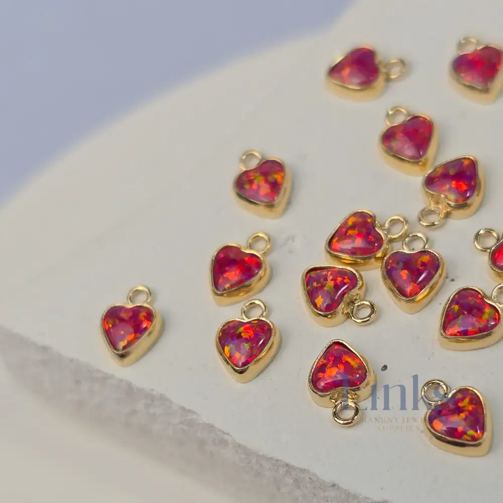 4mm Opal Heart Charm