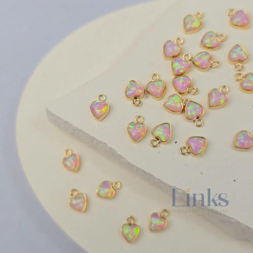 4mm Opal Heart Charm