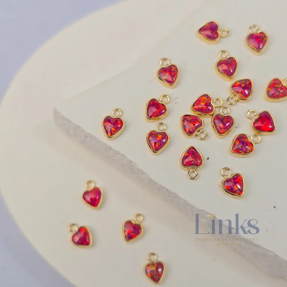 4mm Opal Heart Charm