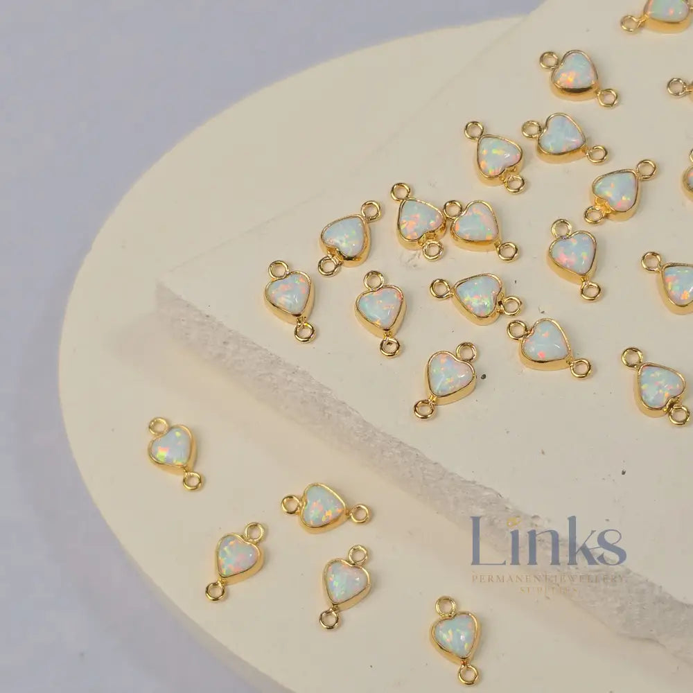 4mm Opal Heart Connector Charm
