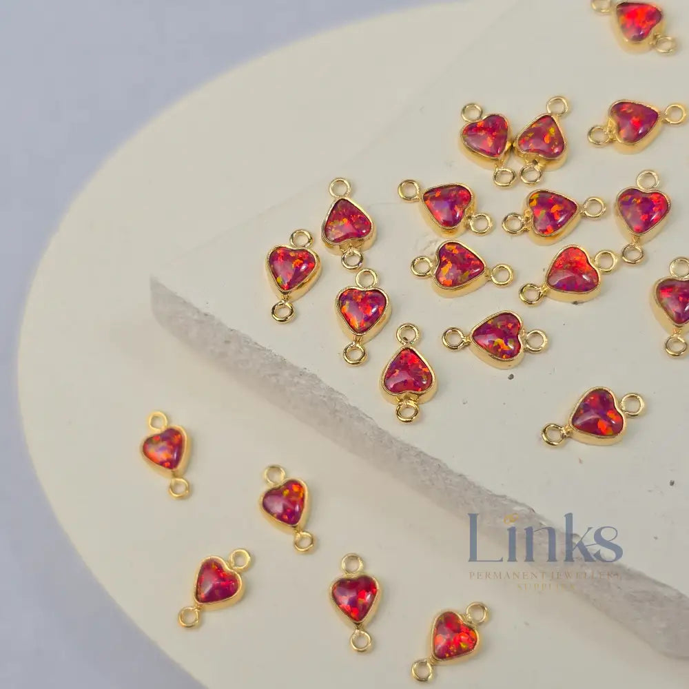 4mm Opal Heart Connector Charm