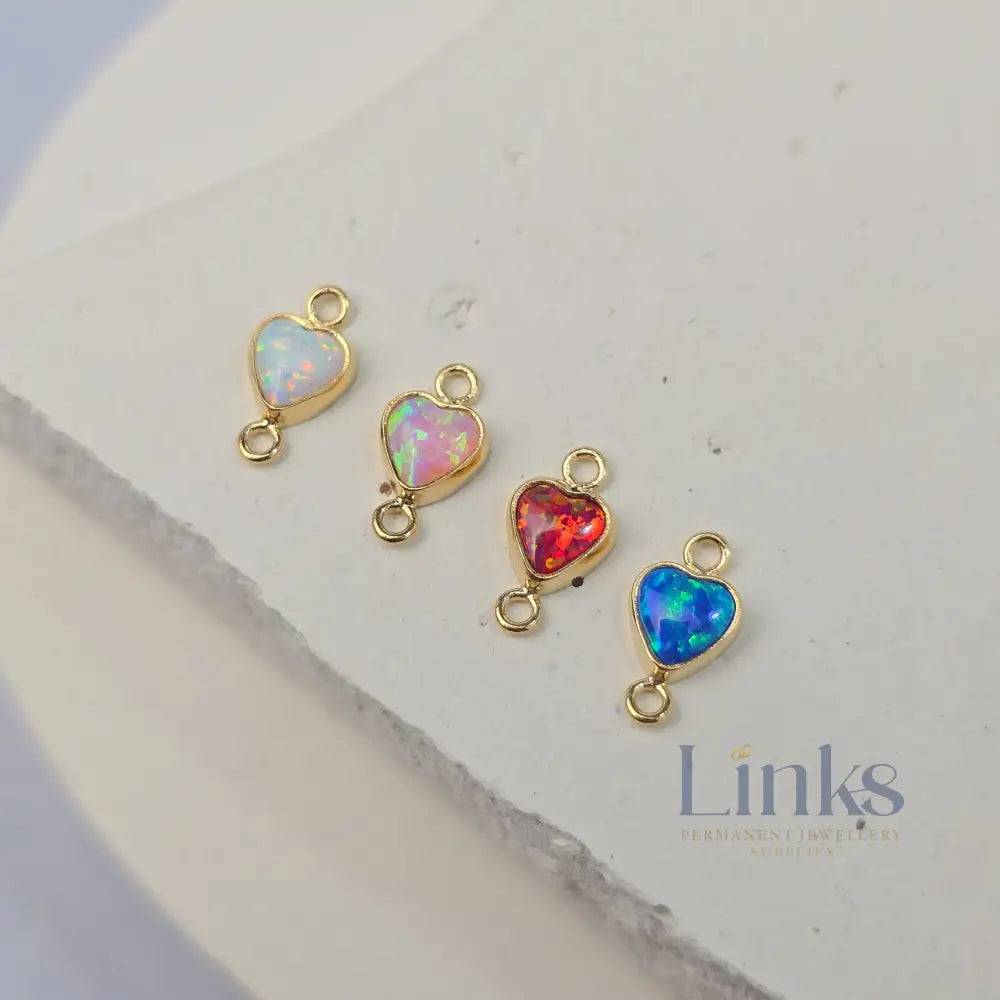 4mm Opal Heart Connector Charm
