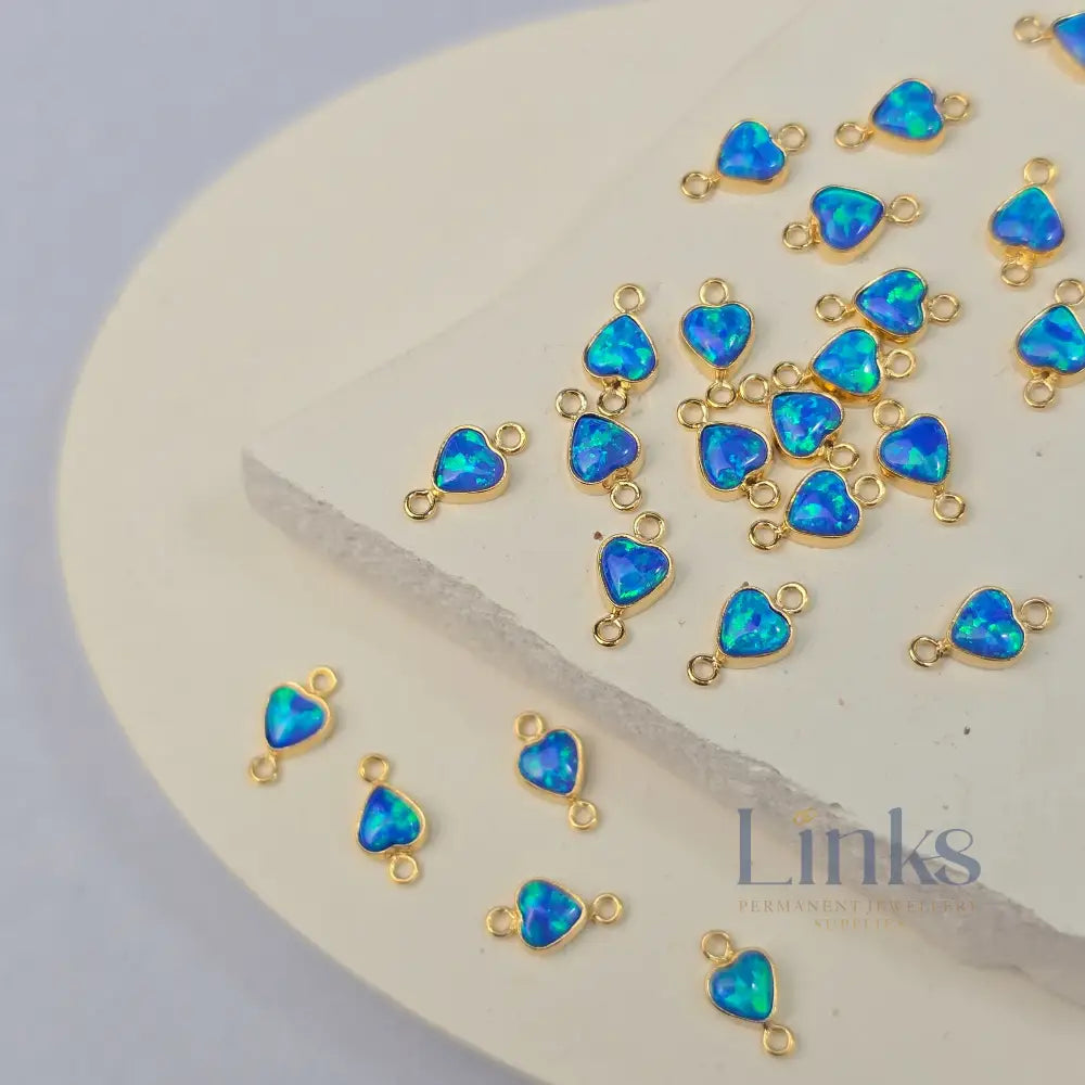4mm Opal Heart Connector Charm