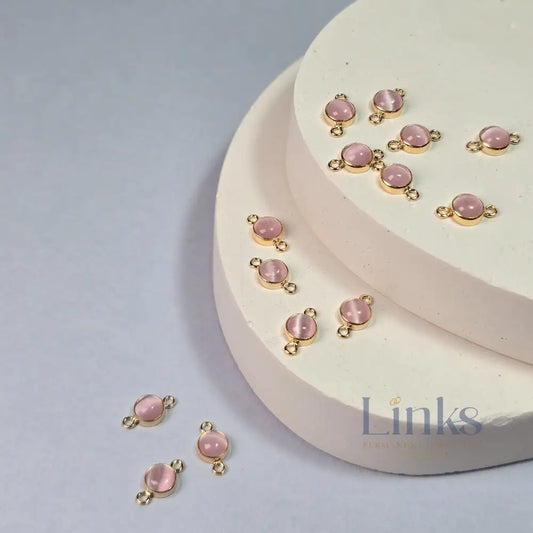 4Mm Pink Cat’s Eye Connector Charm