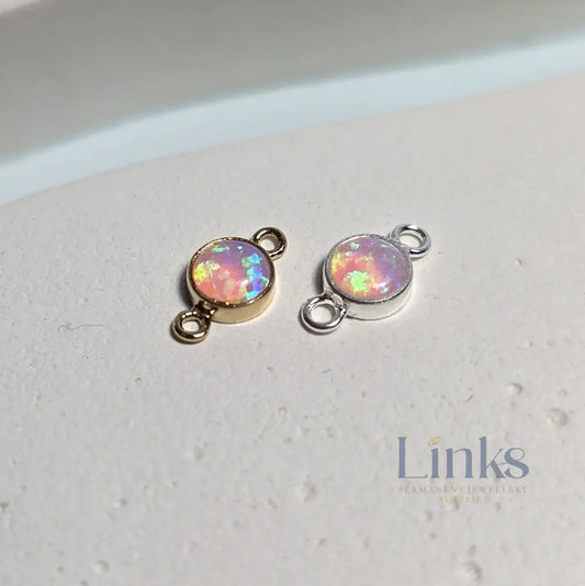 4mm Pink Opal Connector Charm - Links Permanent Jewellery Supplies