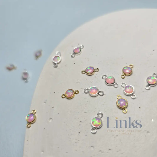 4mm Pink Opal Connector Charm - Links Permanent Jewellery Supplies