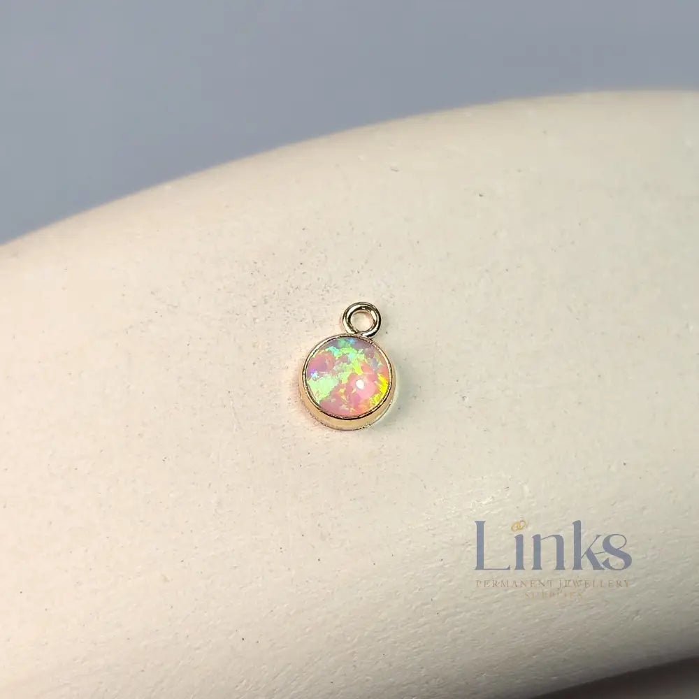 4Mm Pink Opal Pendant Charm 14K Gold Filled
