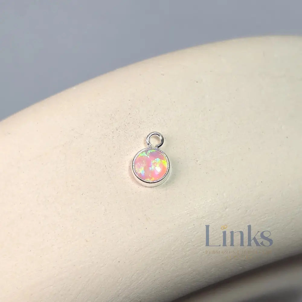 4Mm Pink Opal Pendant Charm Sterling Silver