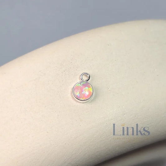 4Mm Pink Opal Pendant Charm Sterling Silver