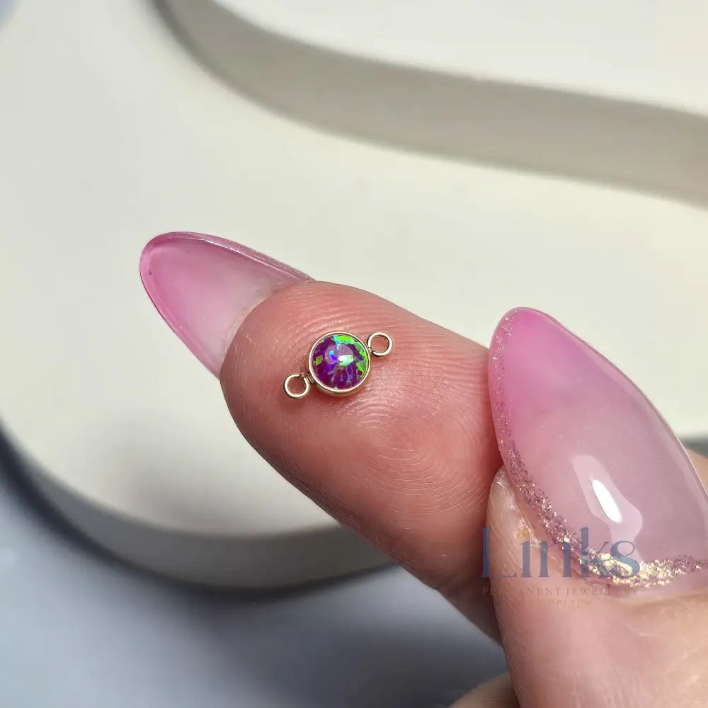 4Mm Purple Opal Connector Charm