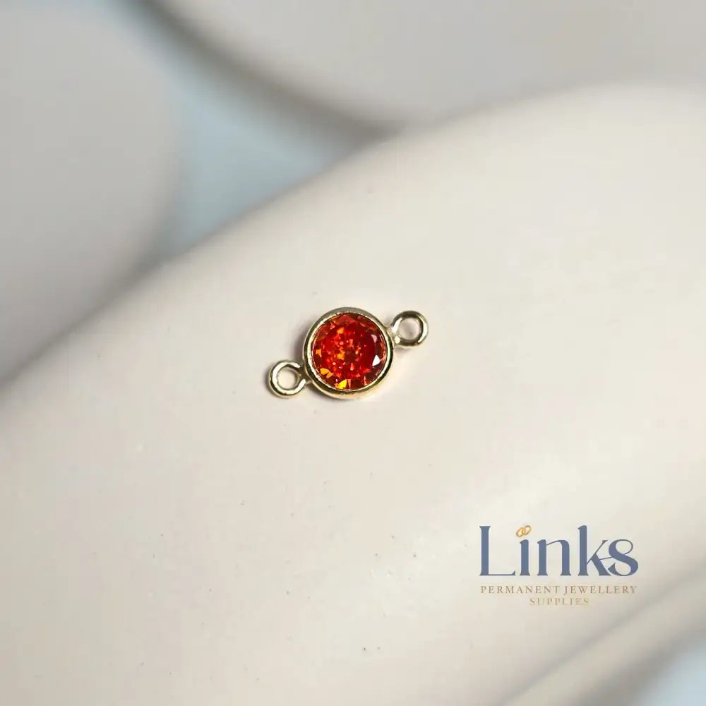 4mm Gold Filled Birthstone Connector Charm - Links Permanent Jewellery Supplies