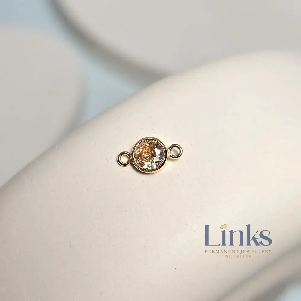 4mm Gold Filled Birthstone Connector Charm - Links Permanent Jewellery Supplies