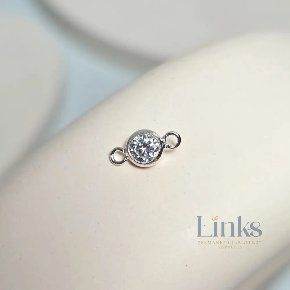 4mm Sterling Silver Birthstone Connector Charm - Links Permanent Jewellery Supplies