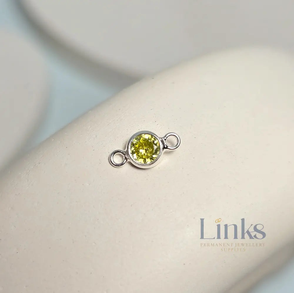 4mm Sterling Silver Birthstone Connector Charm - Links Permanent Jewellery Supplies