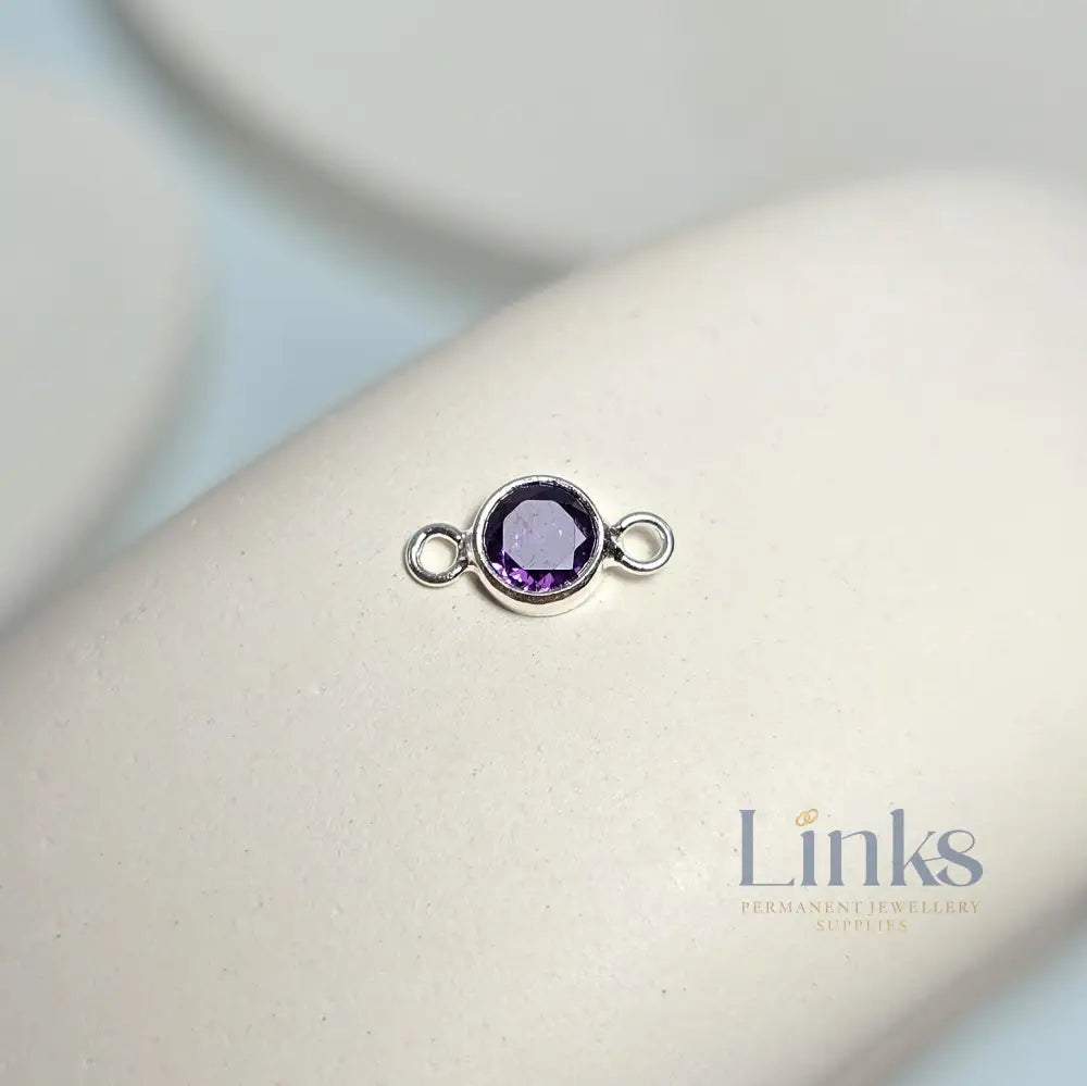 4mm Sterling Silver Birthstone Connector Charm - Links Permanent Jewellery Supplies