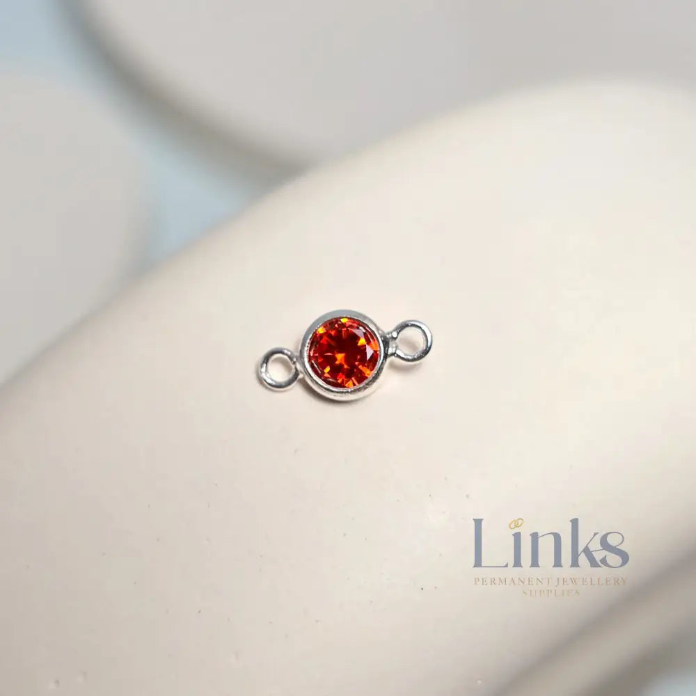 4mm Sterling Silver Birthstone Connector Charm - Links Permanent Jewellery Supplies