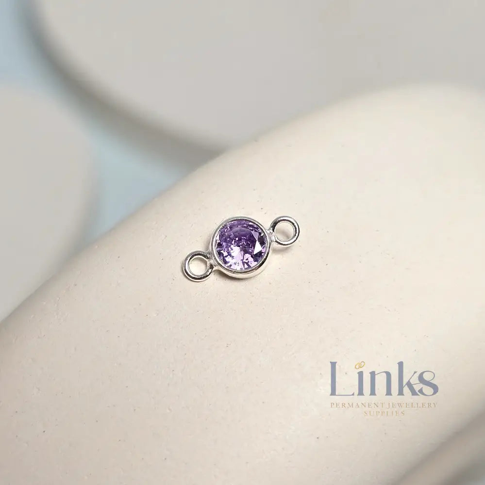 4mm Sterling Silver Birthstone Connector Charm - Links Permanent Jewellery Supplies