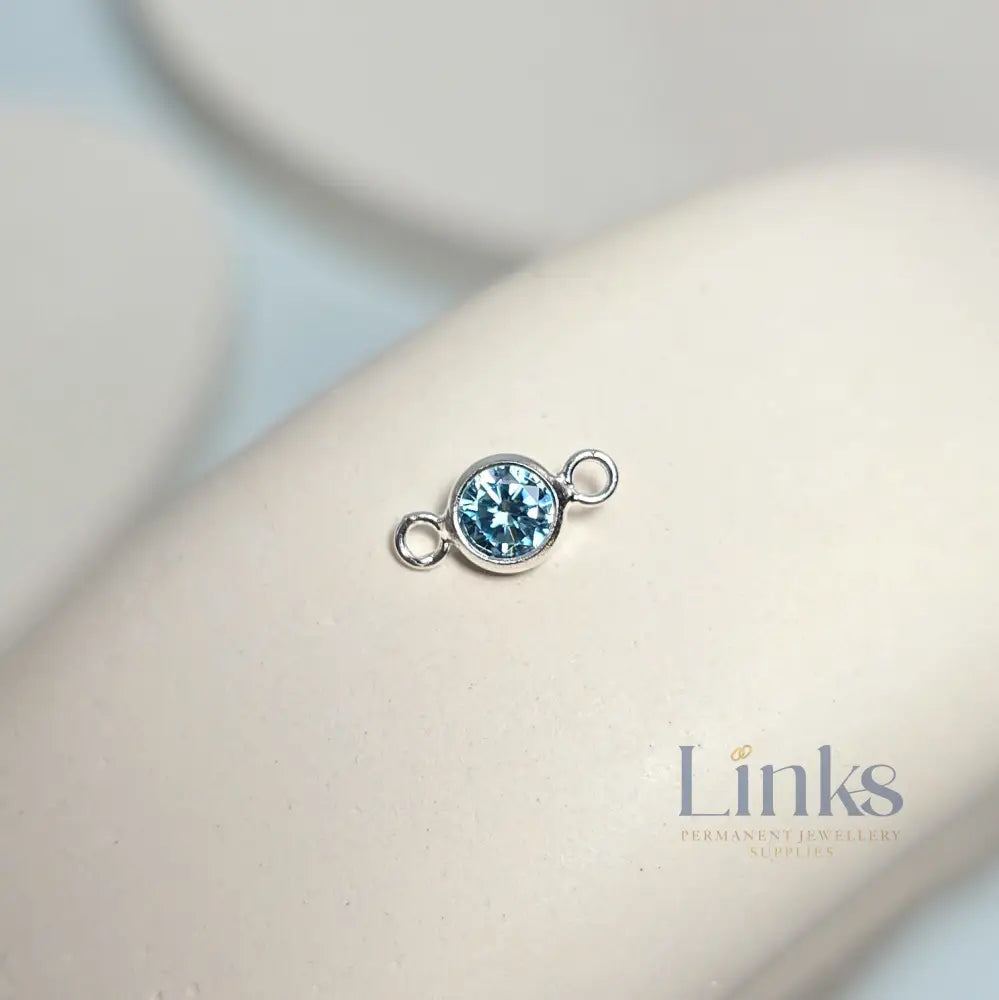 4mm Sterling Silver Birthstone Connector Charm - Links Permanent Jewellery Supplies
