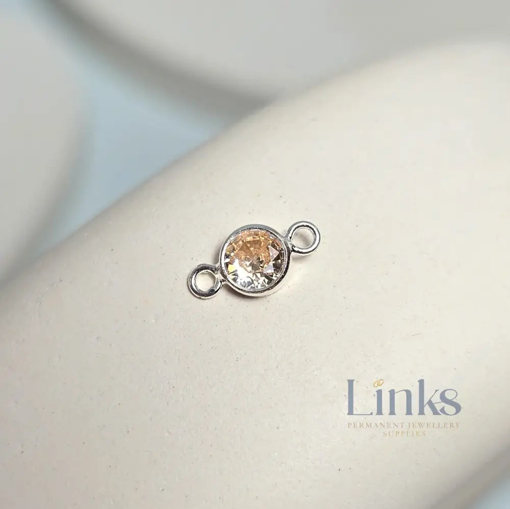 4mm Sterling Silver Birthstone Connector Charm - Links Permanent Jewellery Supplies