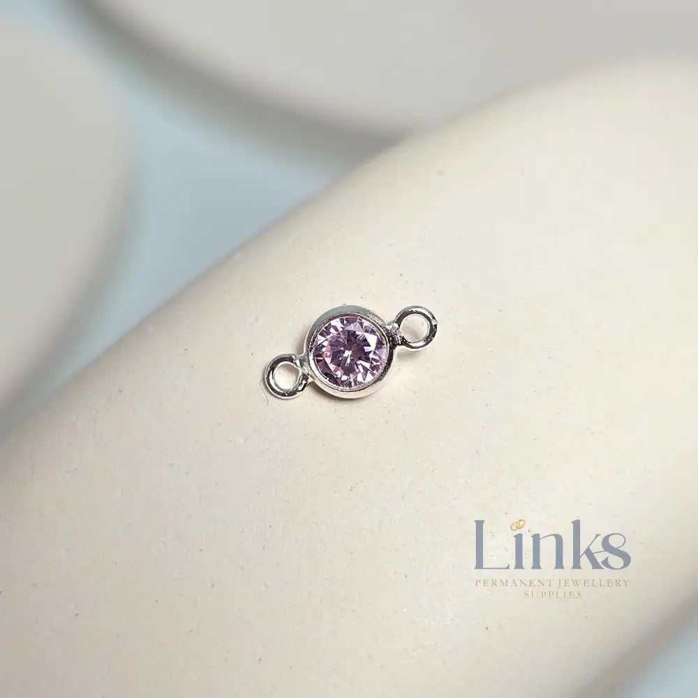 4mm Sterling Silver Birthstone Connector Charm - Links Permanent Jewellery Supplies