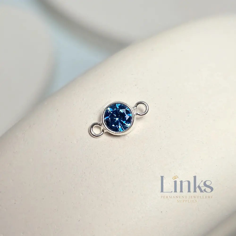 4mm Sterling Silver Birthstone Connector Charm - Links Permanent Jewellery Supplies