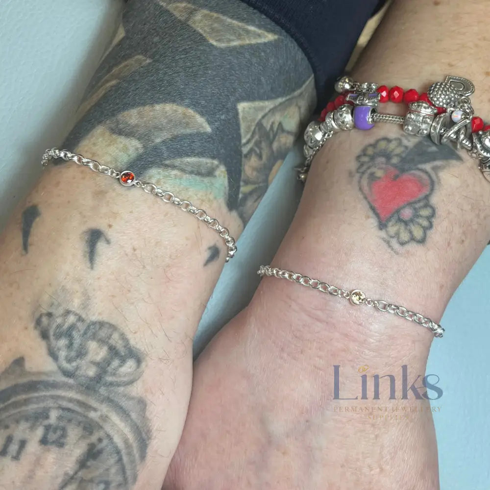 4Mm Sterling Silver Birthstone Connector Charm Charms