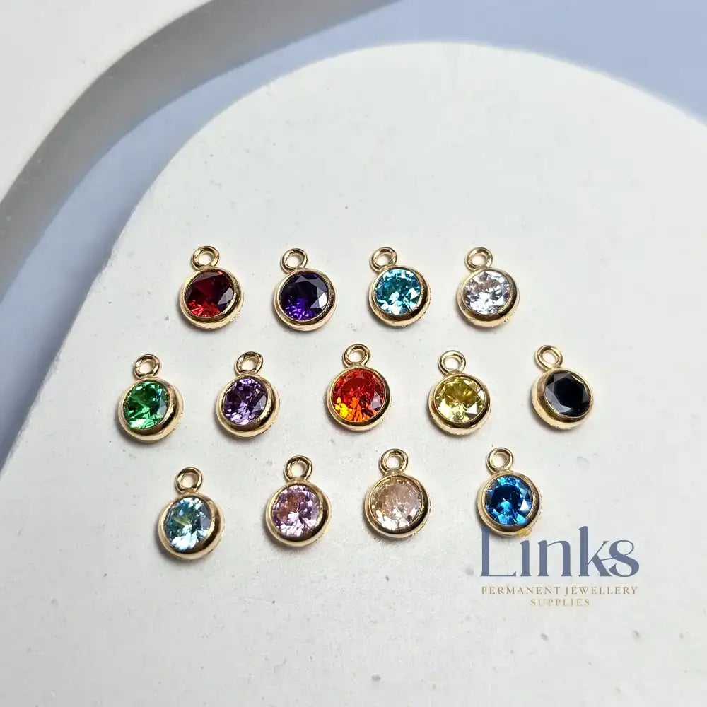 4Mm Gold Filled Birthstone Pendant Charm Full Set Of 13 Connector Charms