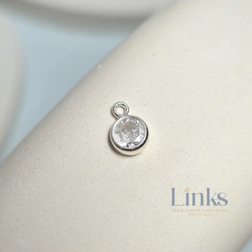 4mm Sterling Silver Birthstone Pendant Charm - Links Permanent Jewellery Supplies