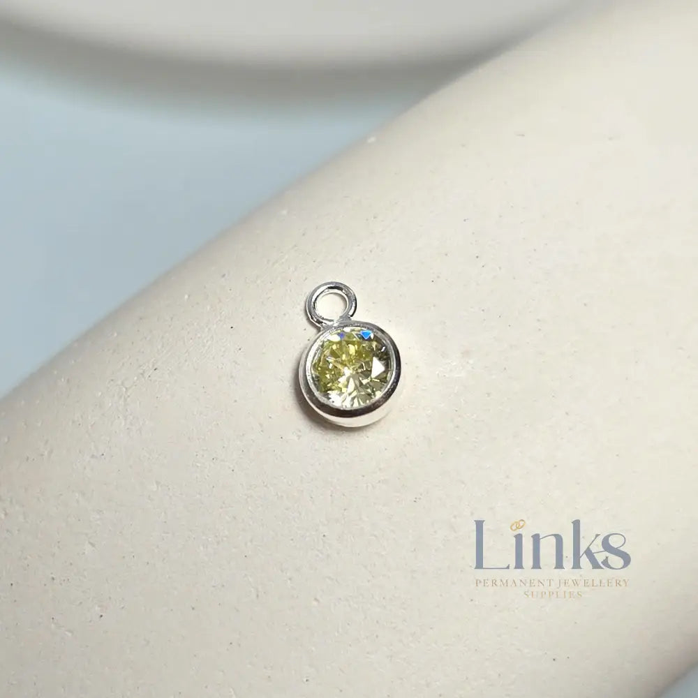 4mm Sterling Silver Birthstone Pendant Charm - Links Permanent Jewellery Supplies