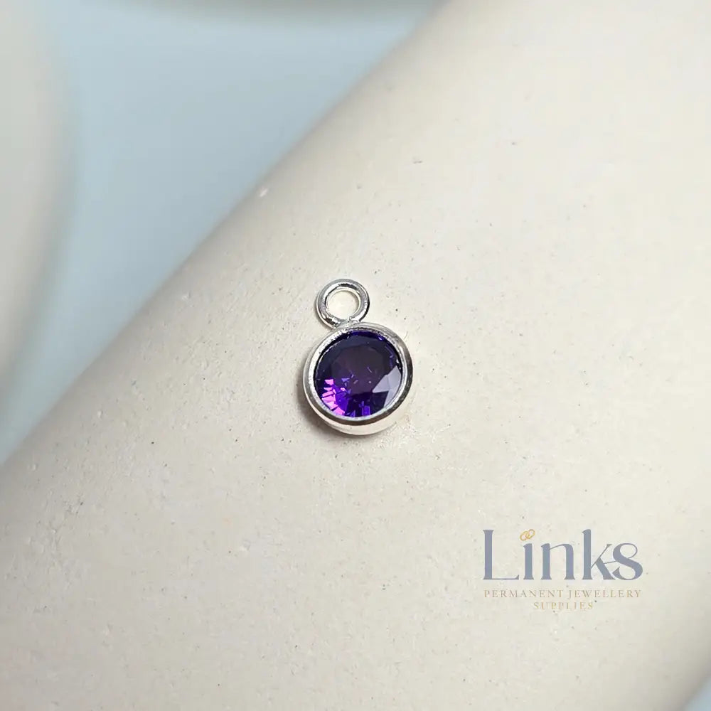 4mm Sterling Silver Birthstone Pendant Charm - Links Permanent Jewellery Supplies