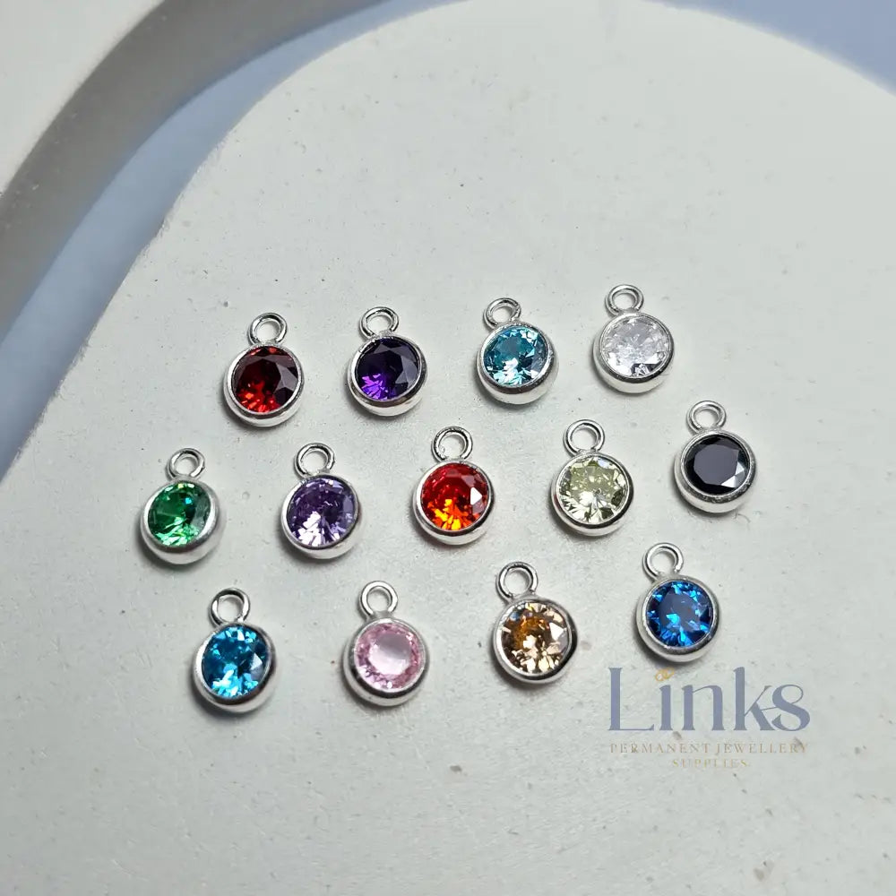 4Mm Sterling Silver Birthstone Pendant Charm Full Set Of 13 Charms