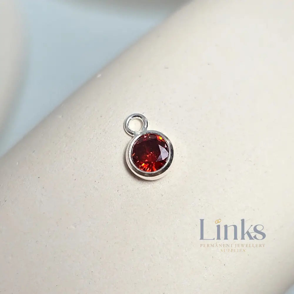 4mm Sterling Silver Birthstone Pendant Charm - Links Permanent Jewellery Supplies