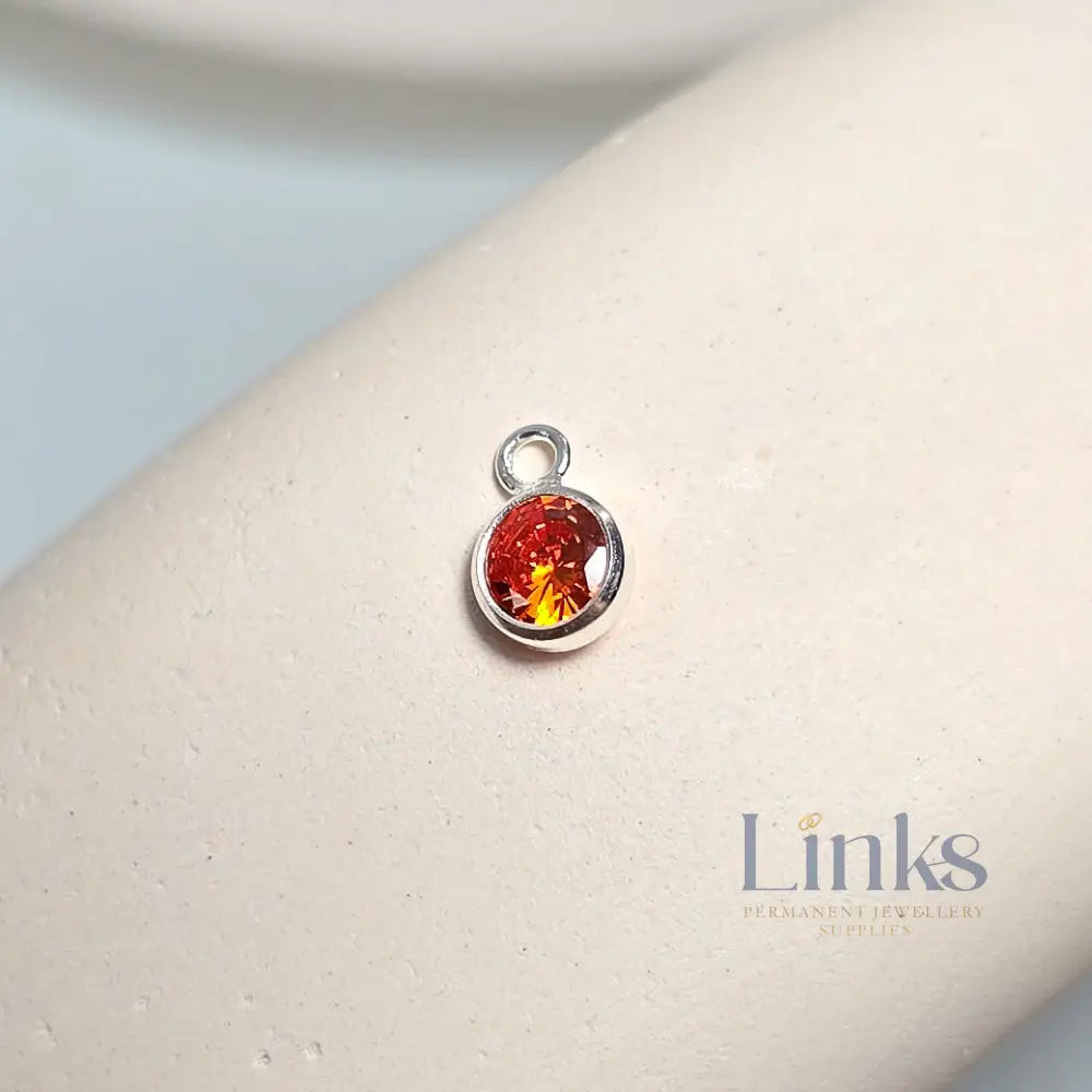 4mm Sterling Silver Birthstone Pendant Charm - Links Permanent Jewellery Supplies