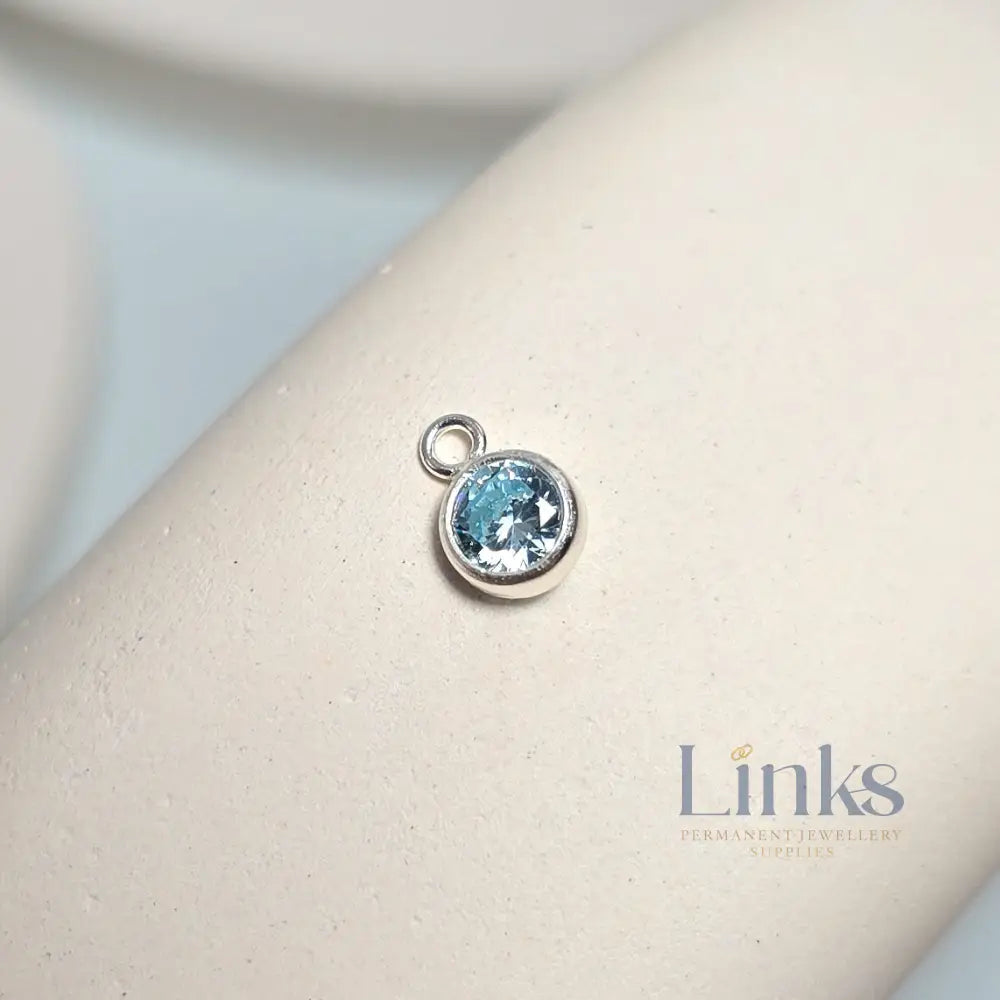 4mm Sterling Silver Birthstone Pendant Charm - Links Permanent Jewellery Supplies