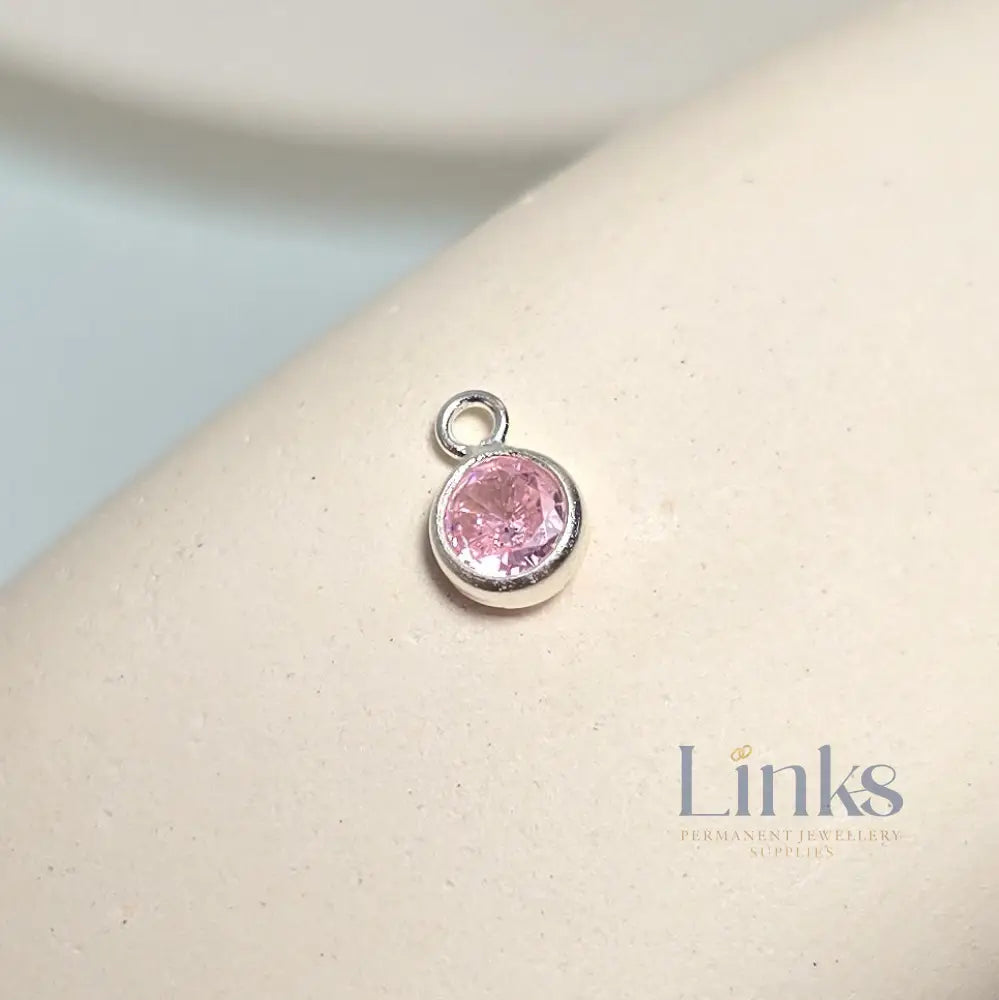 4mm Sterling Silver Birthstone Pendant Charm - Links Permanent Jewellery Supplies