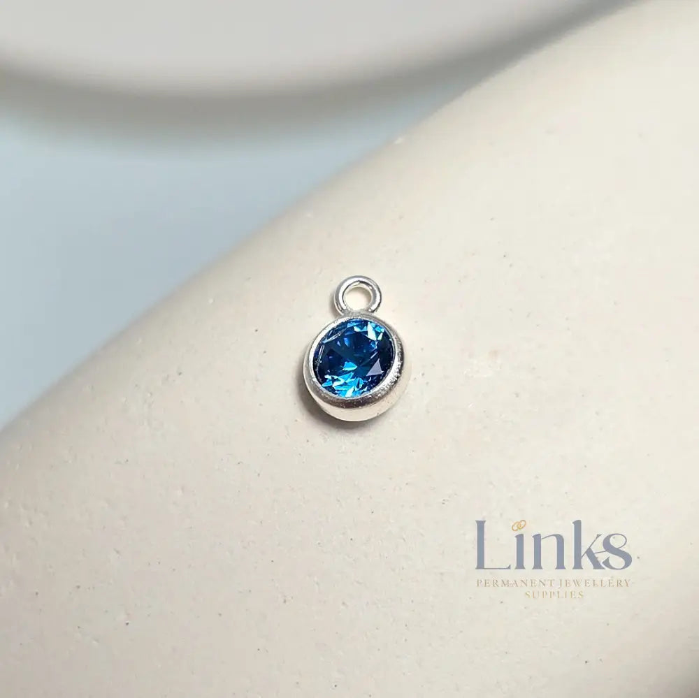 4mm Sterling Silver Birthstone Pendant Charm - Links Permanent Jewellery Supplies