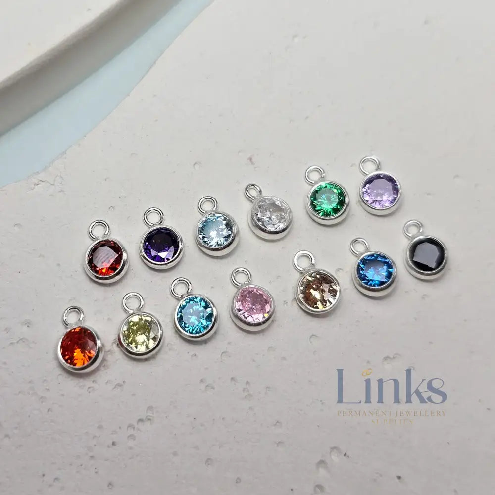4mm Sterling Silver Birthstone Pendant Charm - Links Permanent Jewellery Supplies