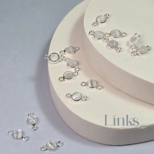 4Mm White Cat’s Eye Connector Charm