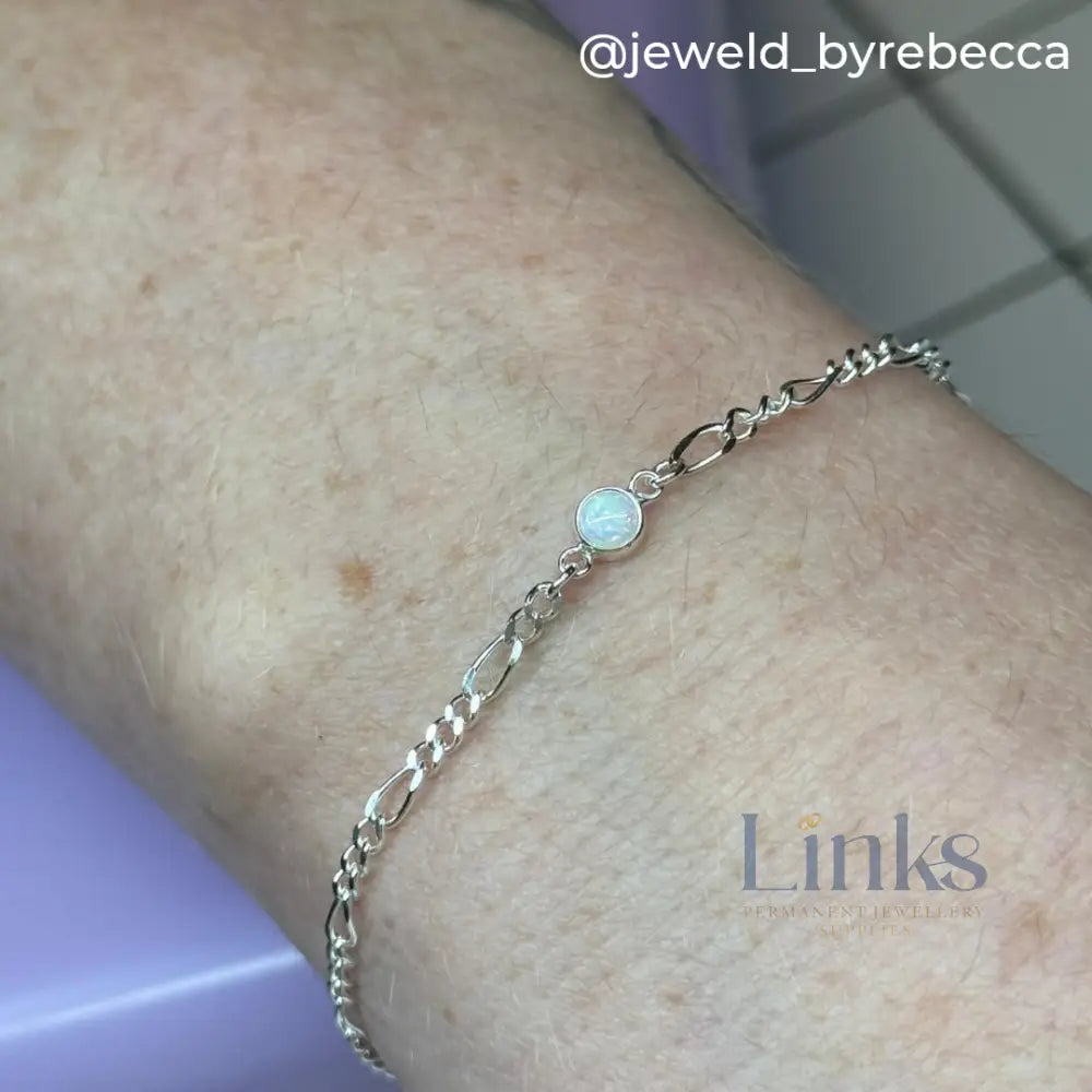4Mm White Opal Connector Charm