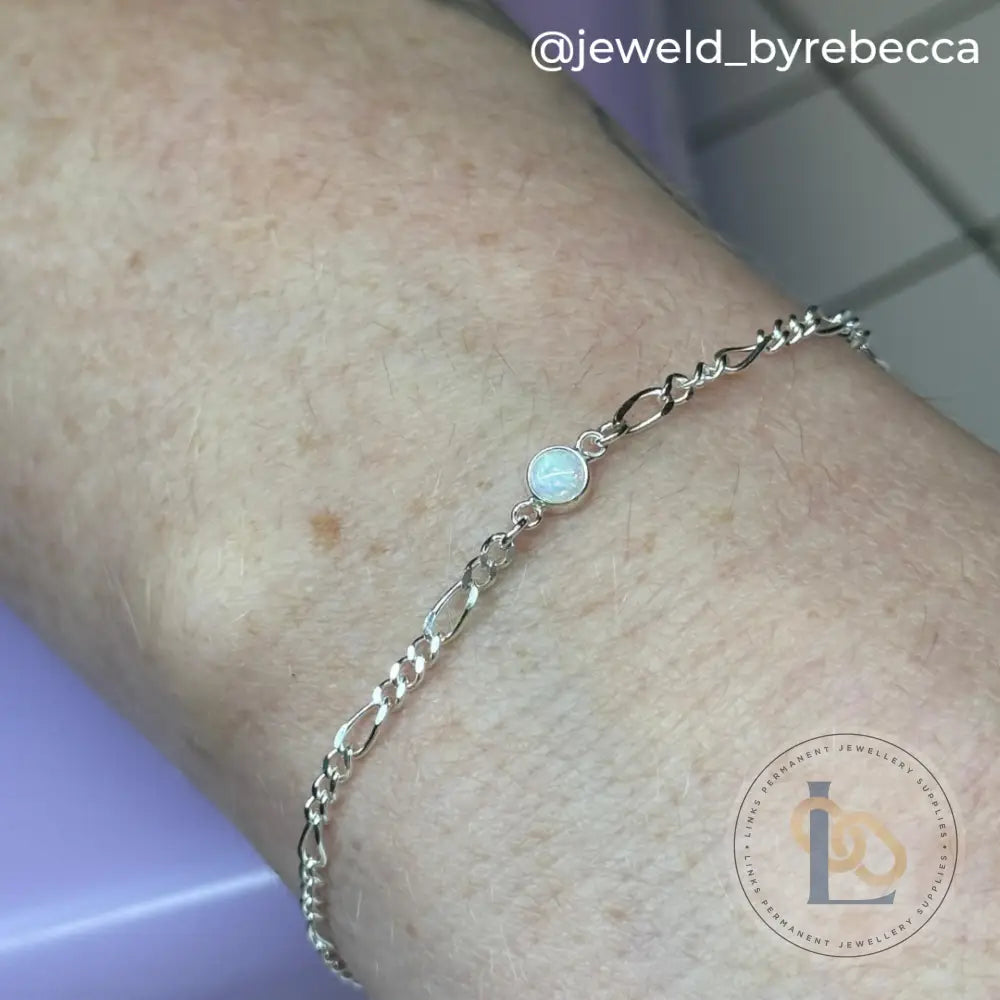 4Mm White Opal Connector Charm