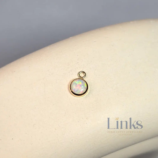 4Mm White Opal Pendant Charm 14K Gold Filled