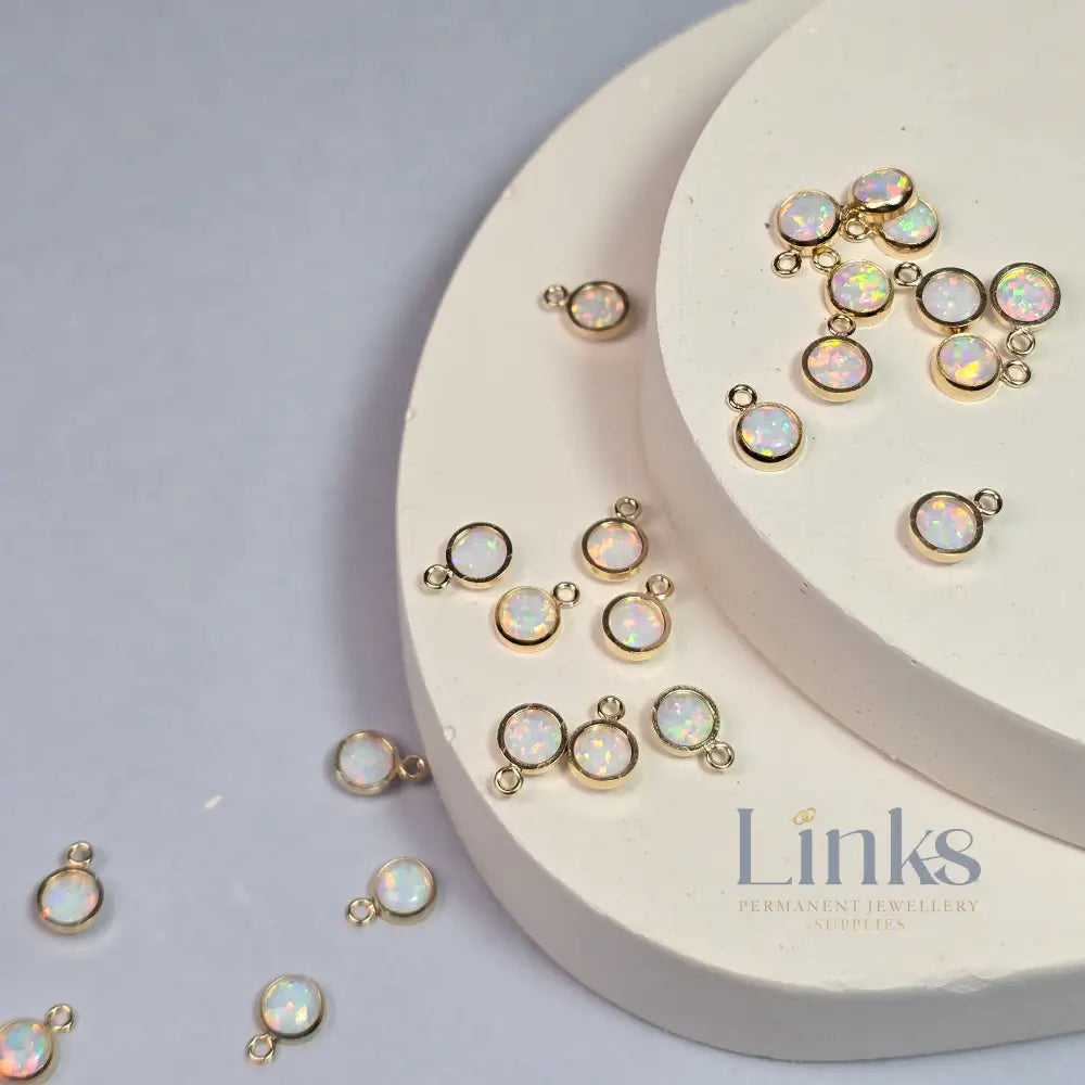 4Mm White Opal Pendant Charm